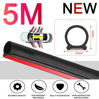 5M Rubber Seal Weather Strip Foam Sticky Tape Door Window Draught Excluder D