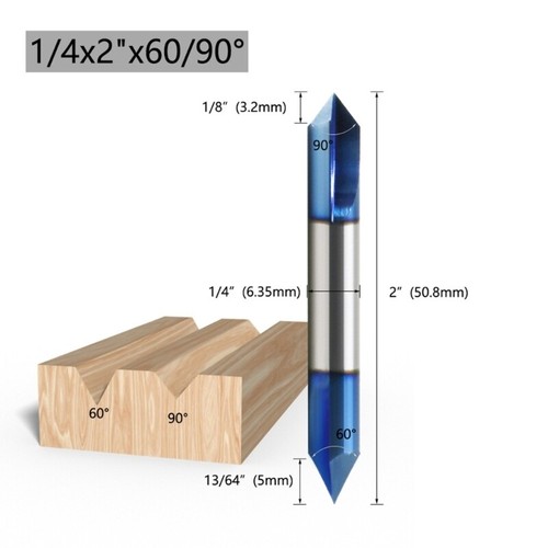 Double Head Carbide Router Bit 60 Degree and 90 Degree for Accurate Slotting - Picture 8 of 8
