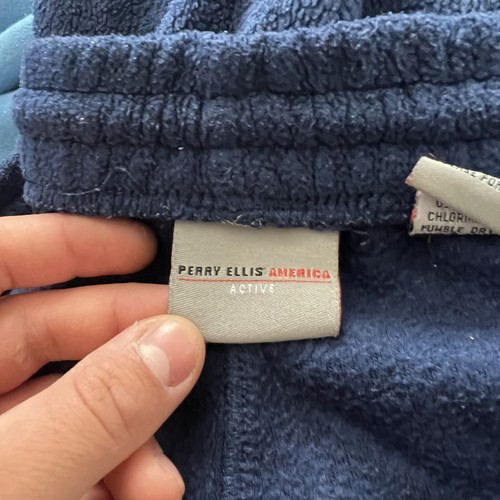 VTG Perry Ellis America Men's 2XL Blue 2 Piece Tracksuit Fleece Warm Comfortable - Picture 11 of 19