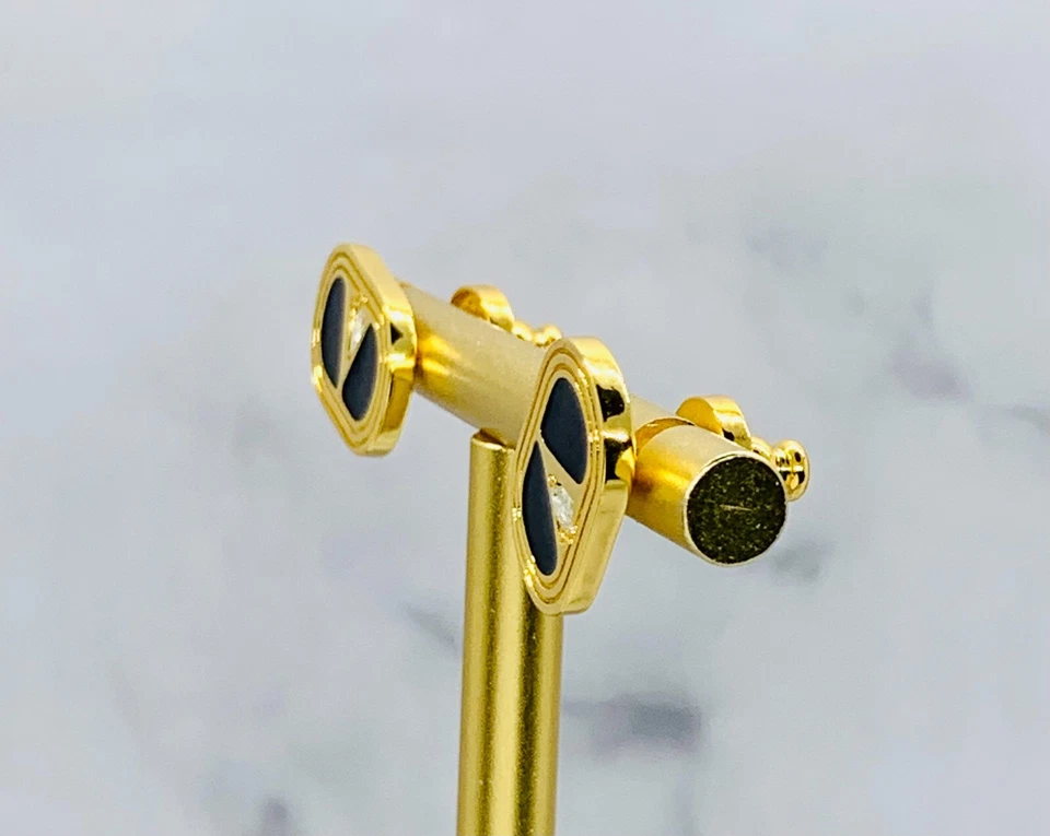 Brincos autênticos de strass preto VALENTINO V - Usado / LL5051 - Imagem 4 de 4