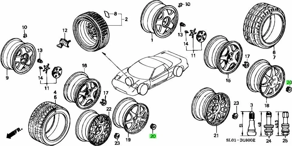 Honda Genuine ACURA NSX NA1 2 Aluminum Wheel Center Caps 44732 - SL0 - N01 x4 - Image 3 of 3