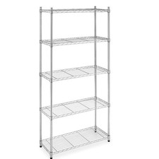 Chrome/Black 5-Shelf Steel Wire Tier Layer Shelving 72"x36"x14" Storage Rack 75