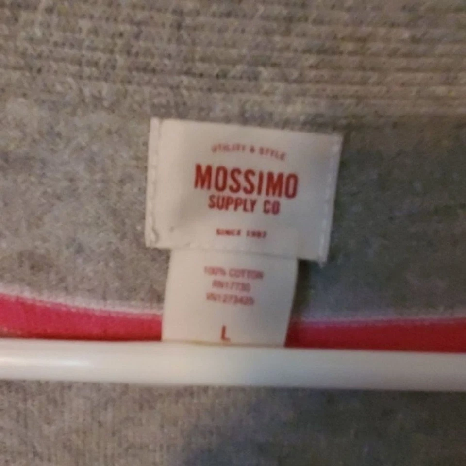 Cárdigan Mossimo para mujer grande a rayas manga larga gris rosa L Foto 3 de 3
