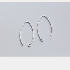 Earwires Hooks 30mm Long V Shape 925 Sterling Silver Ear Wire Earring Findings