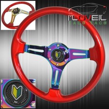 Universal 350mm 1.75 Deep Red Neo Chrome Steering Wheel Young Leaf Button Universal 350mm 1.75 Deep Red Neo Chrome Steering Wheel Young Leaf Button