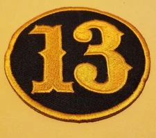 Number 13 Patch Embroidered Biker round orange approx 3" iron or sew