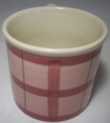 Hartstone Pottery for Carlisle Home Products: Hand Painted Pink Plaid Mug:EXC:NR - Picture 3 of 6