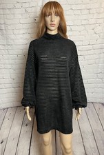 NWT New $88 BCBGeneration Black Knit Velvet Sweater Dress Tunic Size M