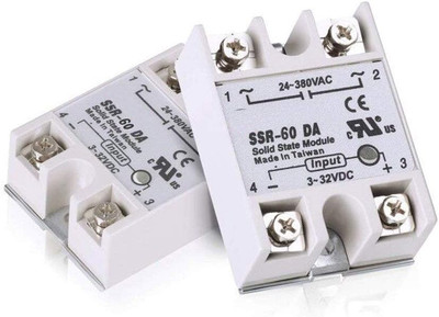 2Pcs SSR-60DA Solid State Relay Single Phase Semi-Conductor Relay Input 3-32V DC