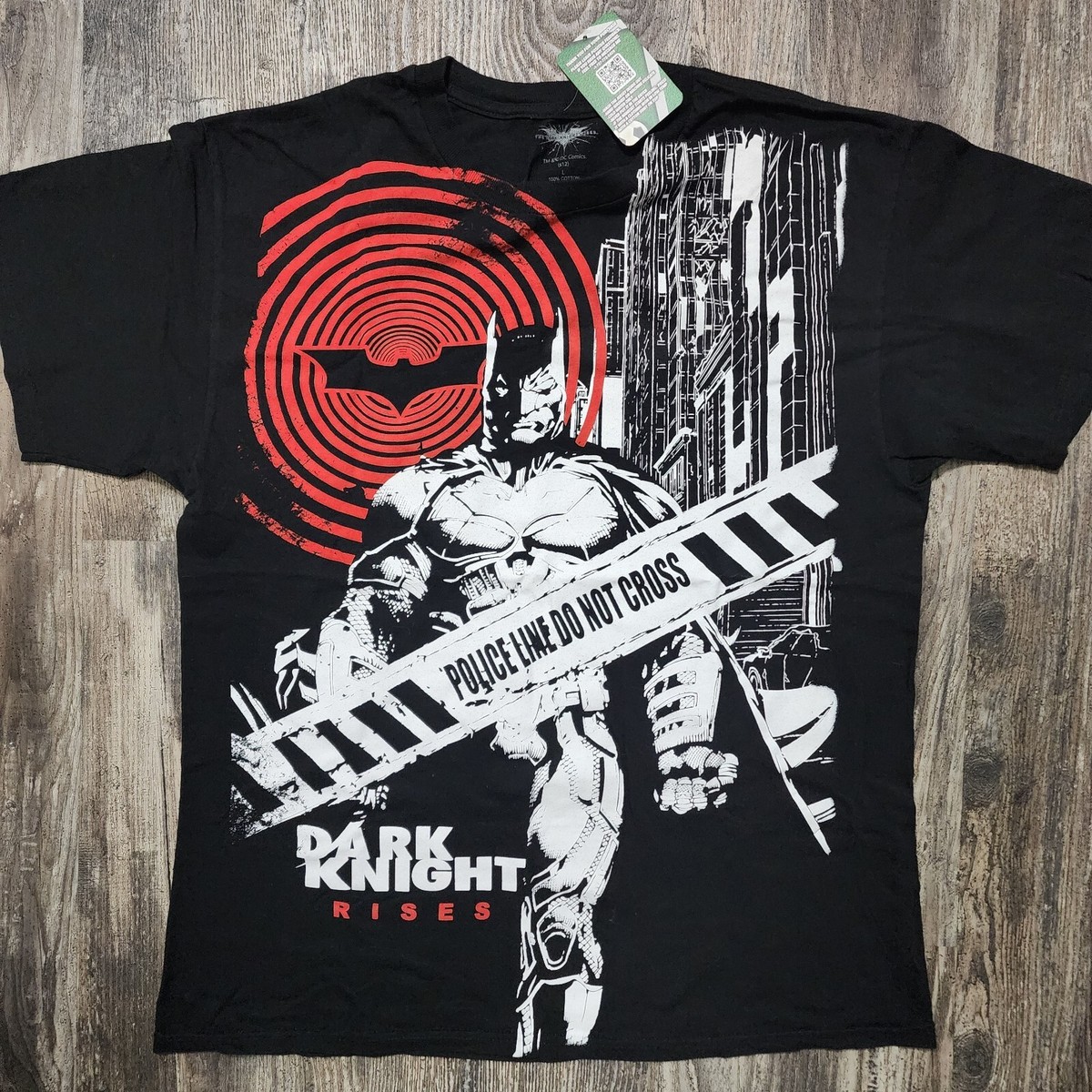 Batman T Shirt Men Large DARK KNIGHT RISES DC Comics Black Short
