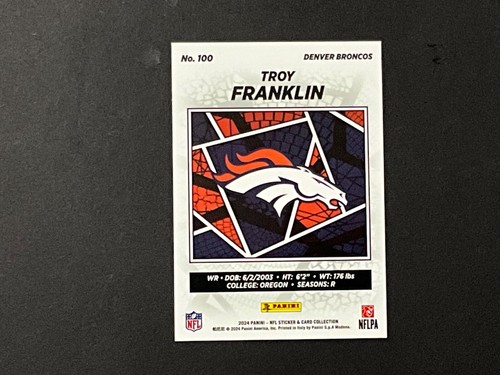 2024 PANINI NFL CARD - TROY FRANKLIN - 100 - HARD TO FIND - ROOKIE - Picture 2 of 2