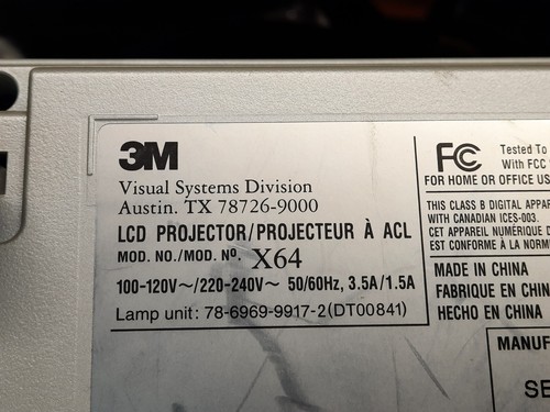 3M LCD-Beamer Projektor, Mod. X64 ohne Fernbedienung - Bild 7 von 7