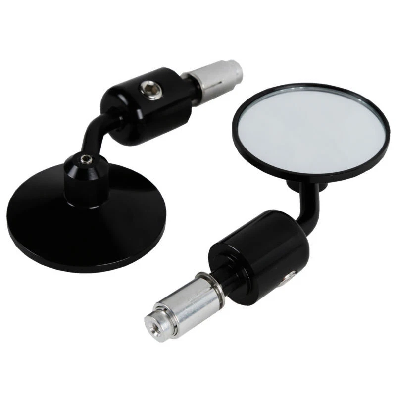 Espejos retrovisores laterales negros universales para moto 3" redondos 7/8" manillar extremo Foto 2 de 4