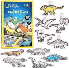 NATIONAL GEOGRAPHIC Glow in The Dark Dinosaur Stained Glass Art Kit - Window Sun