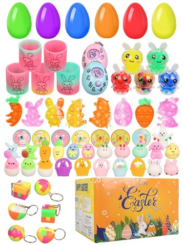 Prefilled Easter Basket Stuffers for Toddler Teens Boys Girls Eggs Fillers 60...