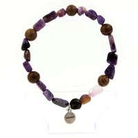 Armband Perlen Charoit Aus Russland + Holz 8 Mm. Made In Frankreich GrößE Pers