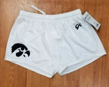 GK Elite White Gymnastics Shorts IOWA HAWKEYES Nylon Spandex Adult M NWT