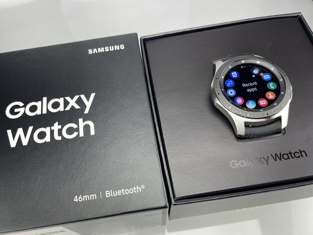 Samsung Galaxy Watch SM-R800 46mm Silver Case Classic Buckle Onyx Black - Bluetooth for sale