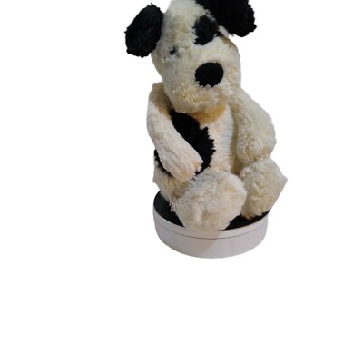 Jellycat Bashful Black & White Puppy Dog 12'' Plush Eye Spot Patch Stuffed Animal