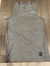Mens Nike Jock Spandex Fitted Compression Shirt Gray Sleeveless Small