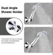 BRIGHT SHOWERS Handheld Shower Head Holder Dual Angle Positions Wall Suction