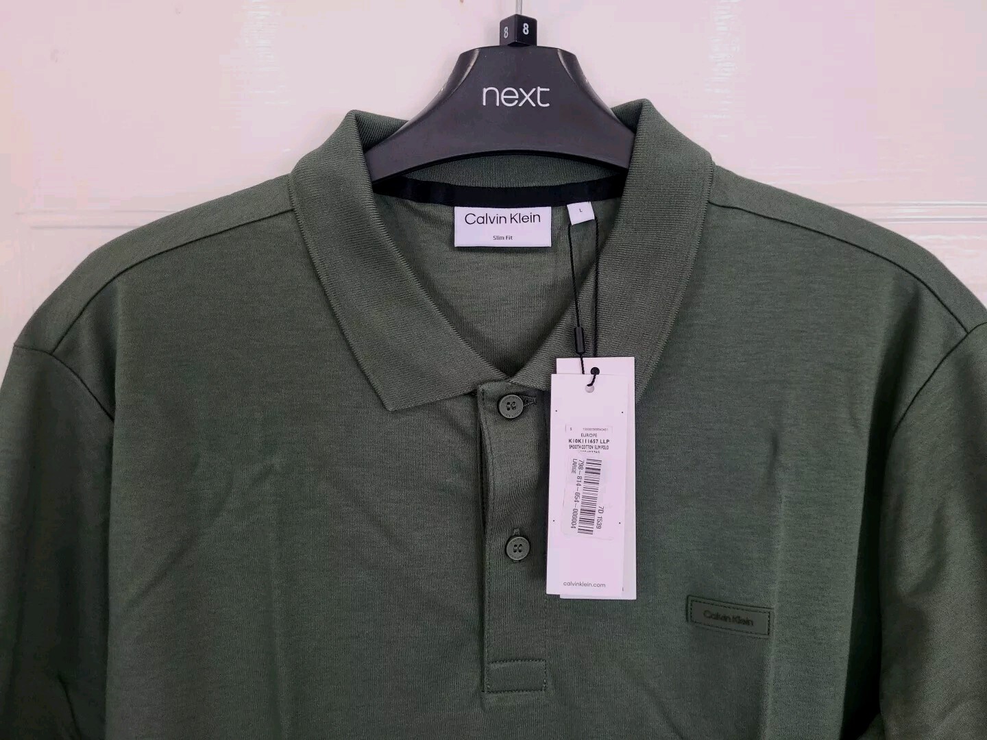 Calvin Klein Mens Golf Polo Shirt Lightweight Top Khaki Slim Fit Large RRP £65 image 5