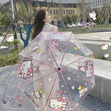 Katie Cat Transparent Umbrella Folding Umbrella Anime Cartoon Umbrella