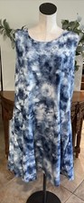lysse Women 3X Blue/White Printed Sleeveless Stretch Shift Dress $168 II