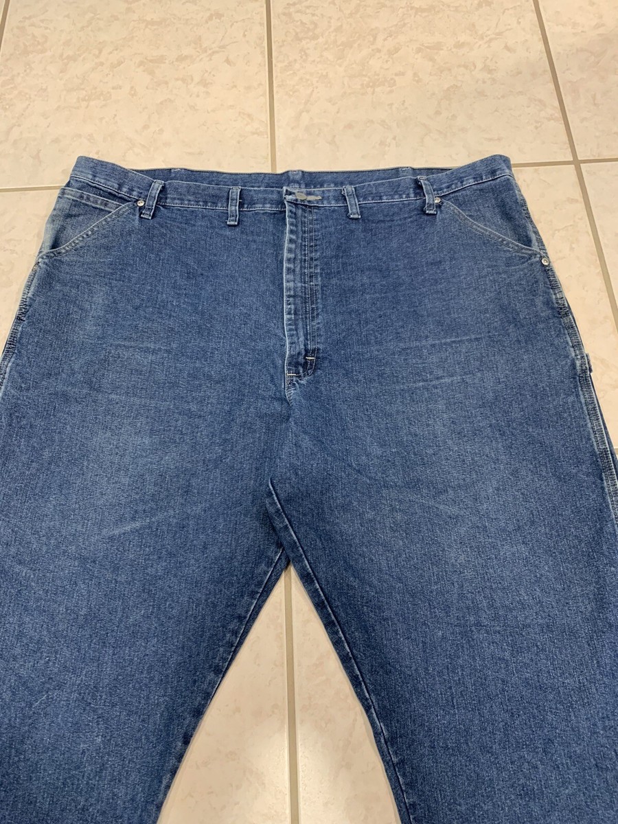 Men's 46X32 Wrangler Medium Wash Straight-Leg Denim Carpenter