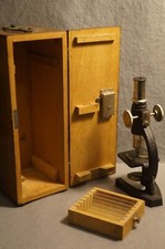 SEL Students microscope in original wooden box c.1960