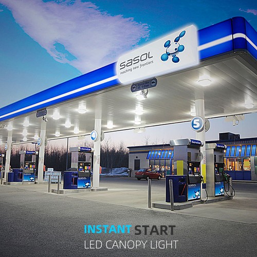 LED Canopy Light 45W 70W Carport/Gas Station Lighting 5500K Ceiling Fixture IP65 - Picture 9 of 34