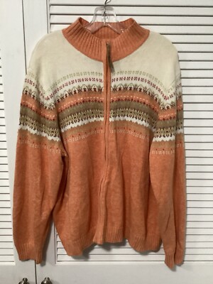 Vintage 80s Tiara International Sweater XL Faire Isle Granny Warm Cozy Woodsy