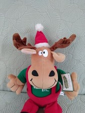 Collections Etc. Christmas Moose Plush 13" Brown Red Green 2004 Leader Light Ltd