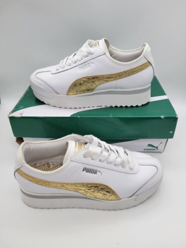 WOMENS PUMA ROMA AMOR GOLD AND WHITE ATHLETIC OLY… - image 1