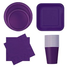 Disposable Paper Plates Cups and Napkins Solid Colours Tableware Sets for Party
