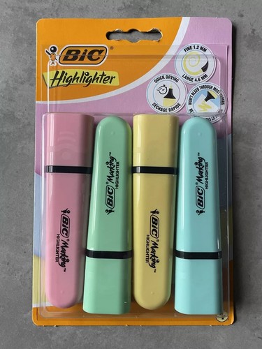 4x BIC Marking Highlighter Flat Assorted Pastel Markers for Highlighting - Picture 7 of 8