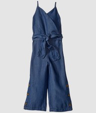  52 Habitual Girls Blue Cropped Sleeveless Faux Wrap Lightweight Romper Sz 6