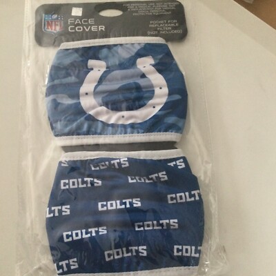 FOCO NFL INDIANAPOLIS COLTS 2 PACK FACE COVERINGS MASKS UNISEX NWT