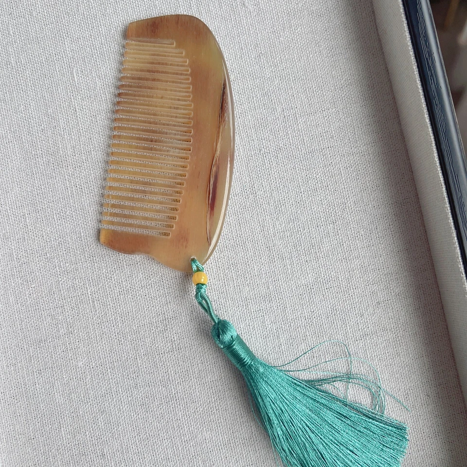 Peine de cuerno de oveja natural único, 9 cm * 4 cm Foto 3 de 4