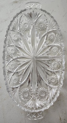 POLONIA Cut Lead Crystal Divided Relish Tray 12" Diameter Plate Platter in EUC - Picture 3 of 5