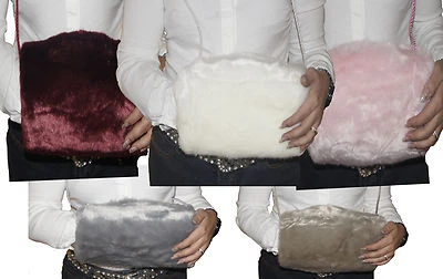 MARKENLOS Muff schwarz Handschuhe Handwärmer FakePelz Webpelz Kunstfell warm zum Umhängen