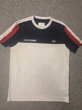 Lacoste Sport Ultra Dry Colorblock Short Sleeve T-Shirt White Navy Red Size S