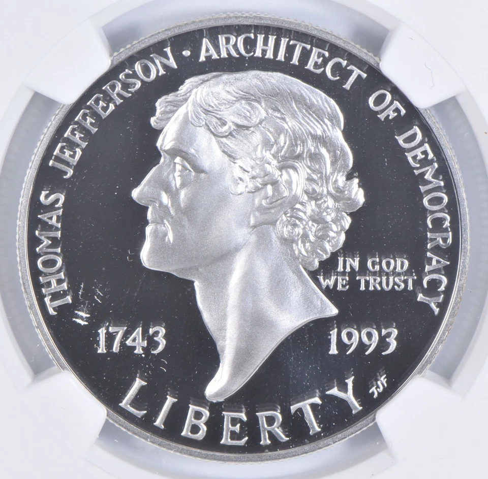 PF70 1993-S UC Thomas Jefferson Commemorative Silver Dollar NGC - Image 3 of 4