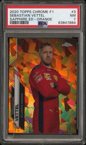 2020 Topps Chrome Sapphire F1 Sebastian Vettel #3 Orange #/25 Formula 1 PSA 7