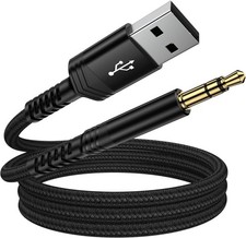 USB to 3.5mm Audio Aux Cable, 3FT Male AUX Jack Adapter TRS Black