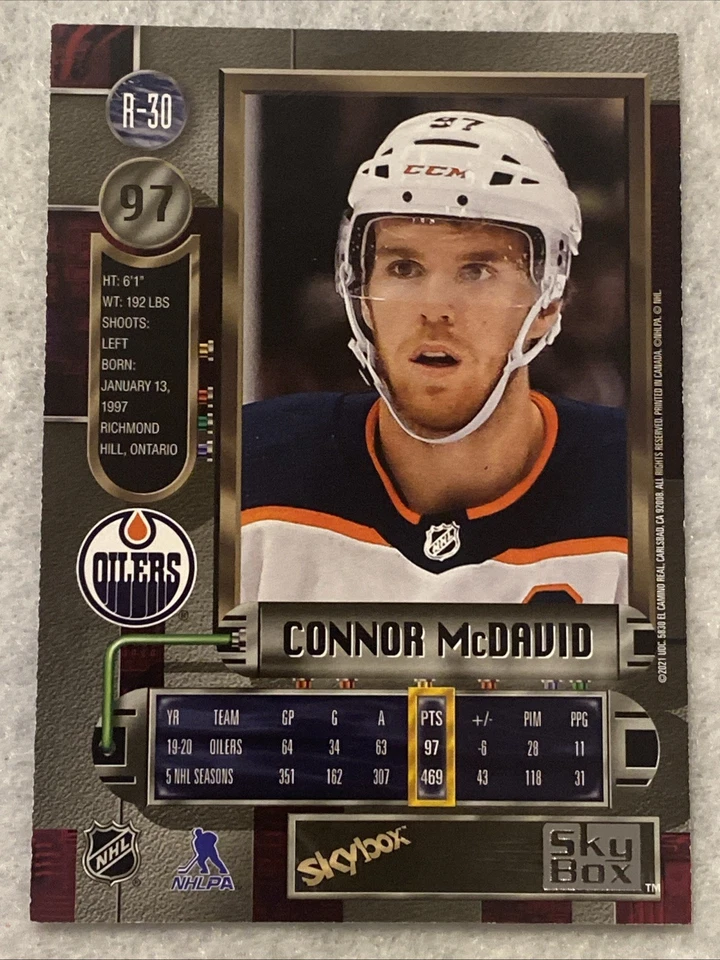 2020-21 Skybox Fleer Metal Universe Retro #R-30 Connor McDavid Oilers Insert SP - Image 2 of 2