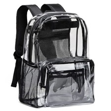 Clear Backpack Heavy Duty PVC Transparent Backpack with Reinforced Strap La...
