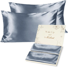 2 Pack Satin Pillowcase, for Hair and Skin with Zipper  Silk Feeling Pillow Cas