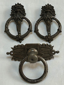 Antique Pair & Single Ring Drawer Pull Lot Victorian Eastlake Style