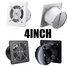 4in Exhaust Fan Extractor Fan Ventilation Wall-Mounted Square Blower Black White